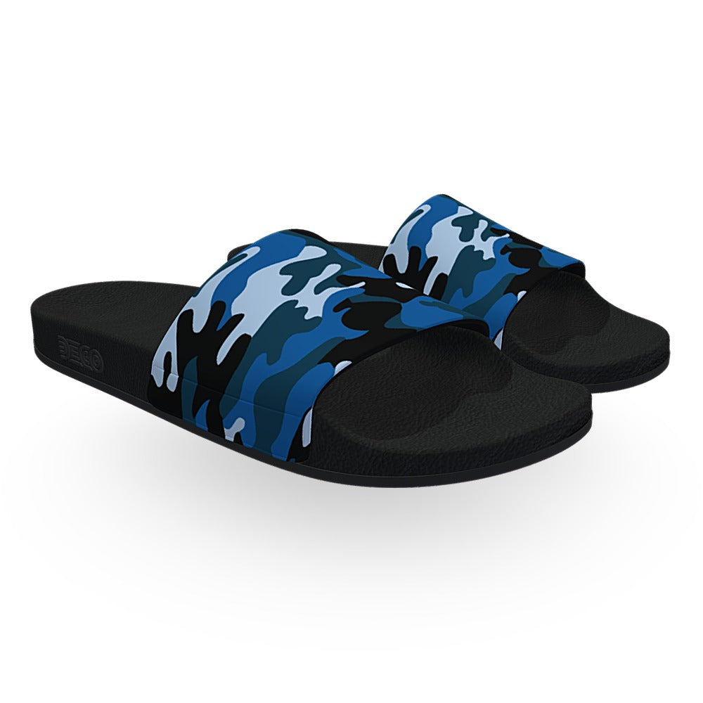 Blue Woodland Camouflage Slide Sandals