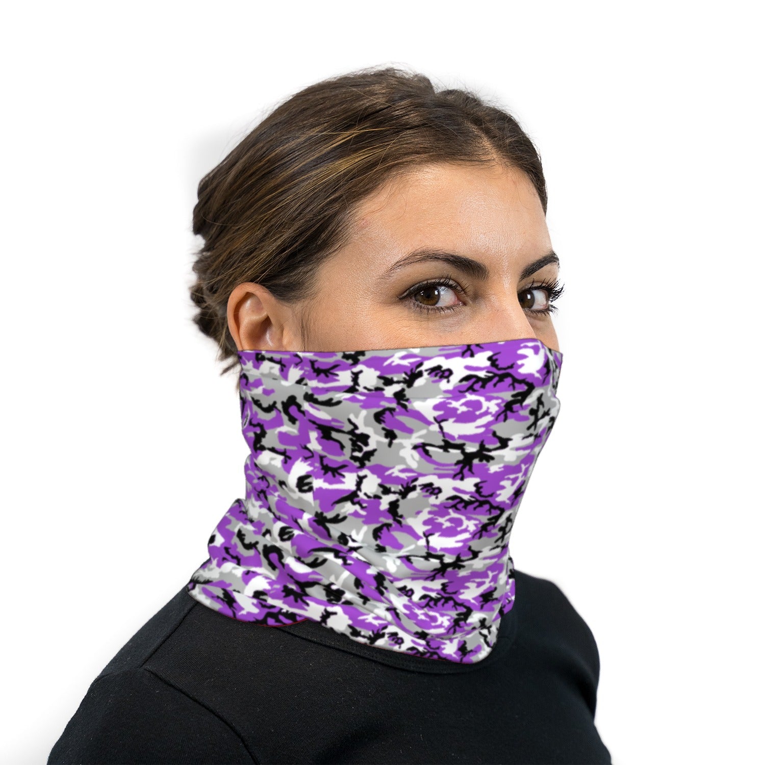 Purple Black and White ERDL Camouflage Neck Gaiter Face Mask
