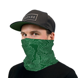 Green Topographical Wave Neck Gaiter Face Mask