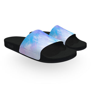Pastel Pink and Blue Watercolor Slide Sandals