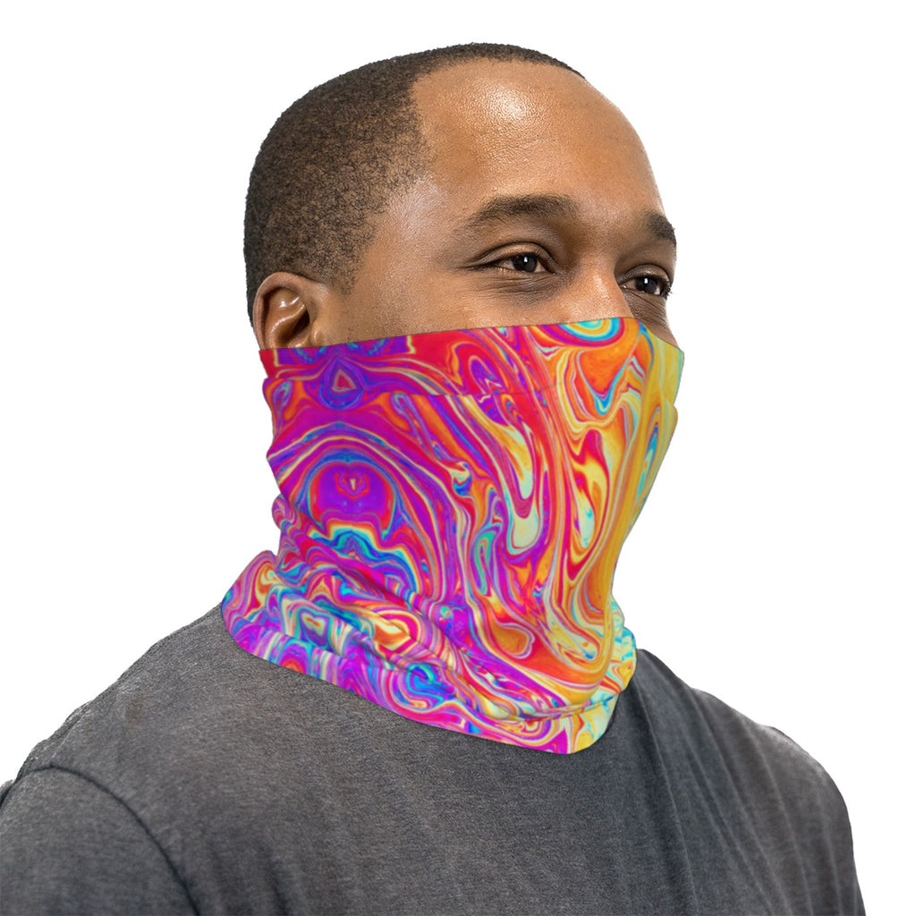 Soap Bubble Pink Blue and Yellow Neck Gaiter Face Mask