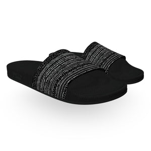 Black and White Horizontal Static Slide Sandals