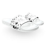 White and Black Splatter Slide Sandals