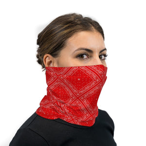 Red Bandana Paisley Neck Gaiter Face Mask