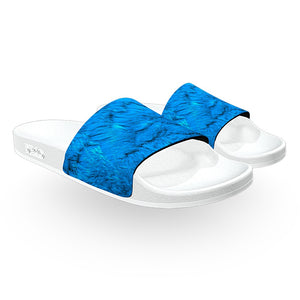 Blue Shag Fur Slide Sandals