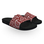 Dark Red and White Bandana Slide Sandals