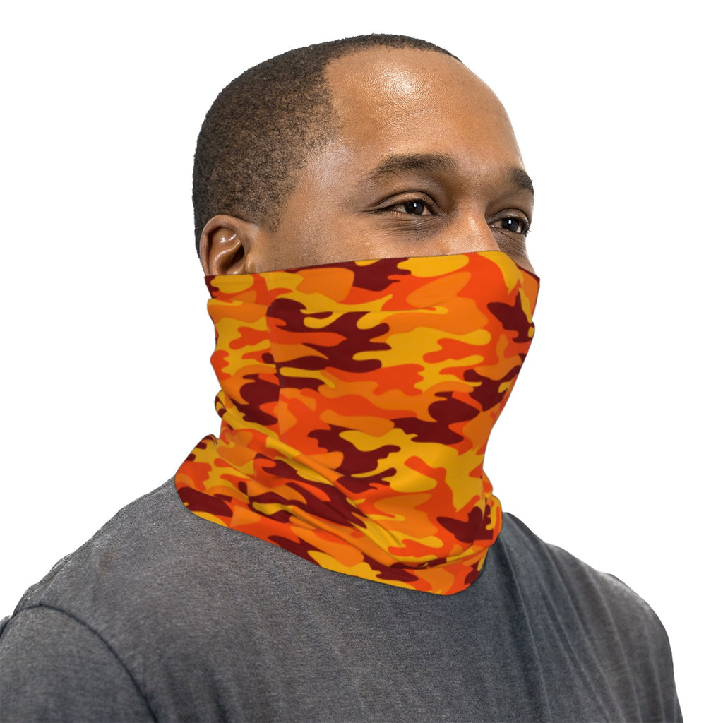 Orange Camouflage Neck Gaiter Face Mask