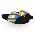 Blue and Orange Retro Waves Slide Sandals