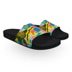 Funky Yellow Blue and Pink Slide Sandals