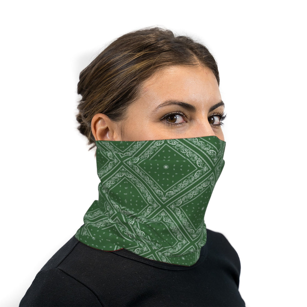 Hunter Green Bandana Paisley Neck Gaiter Face Mask