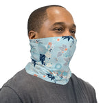 Blue and White Japanese Cranes Neck Gaiter Face Mask