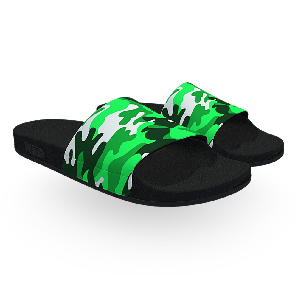 Lime Green Woodland Camouflage Slide Sandals