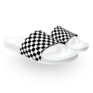 Black and White Checkered Slide Sandals