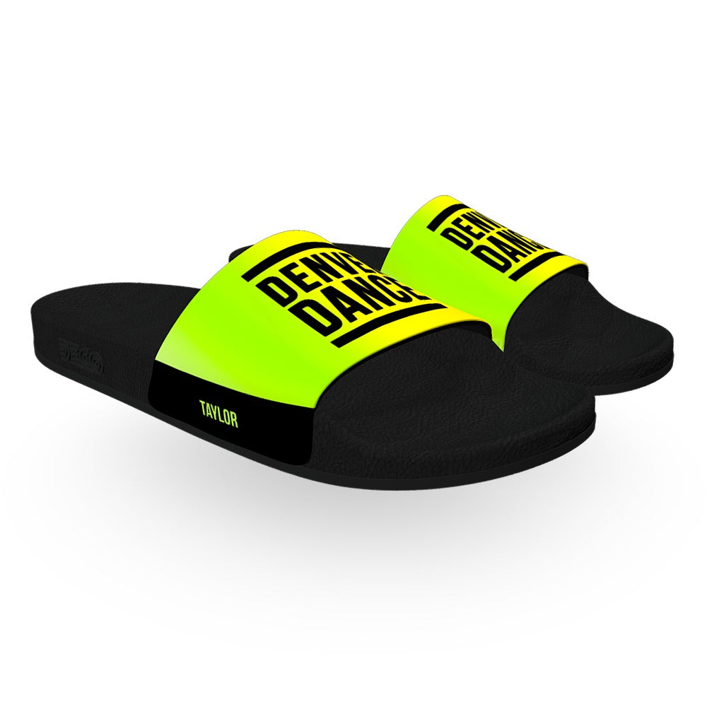 Gradient Block Text Team Slide Sandals