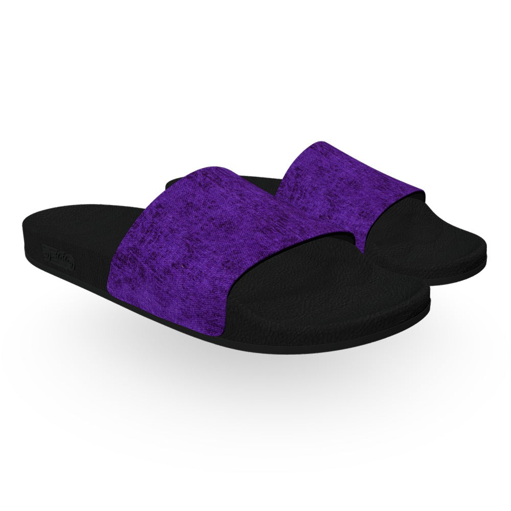 Royal Purple Acid Wash Denim Slide Sandals
