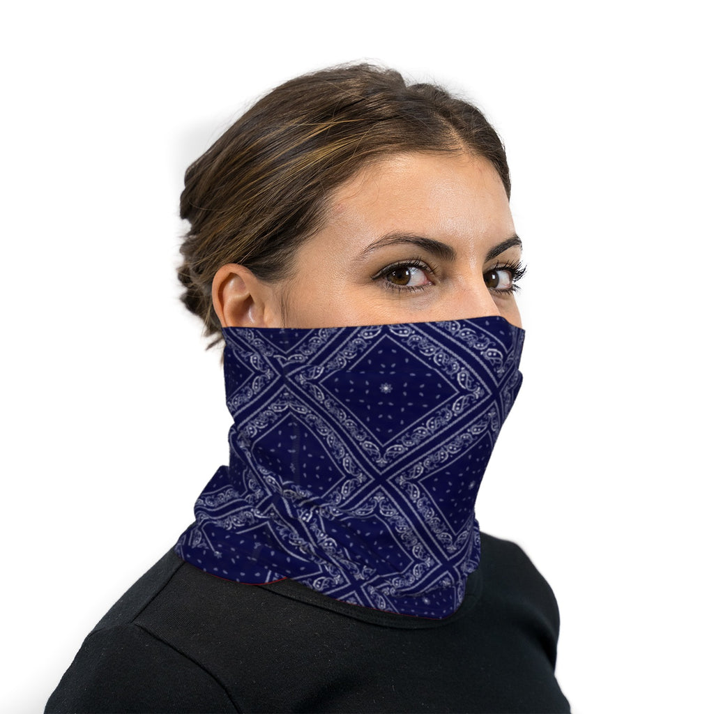 Navy Blue Bandana Paisley Neck Gaiter Face Mask