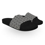 Black and Off-White Wave Pattern Slide Sandals