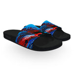 Abstract Blue and Red Paint Slide Sandals