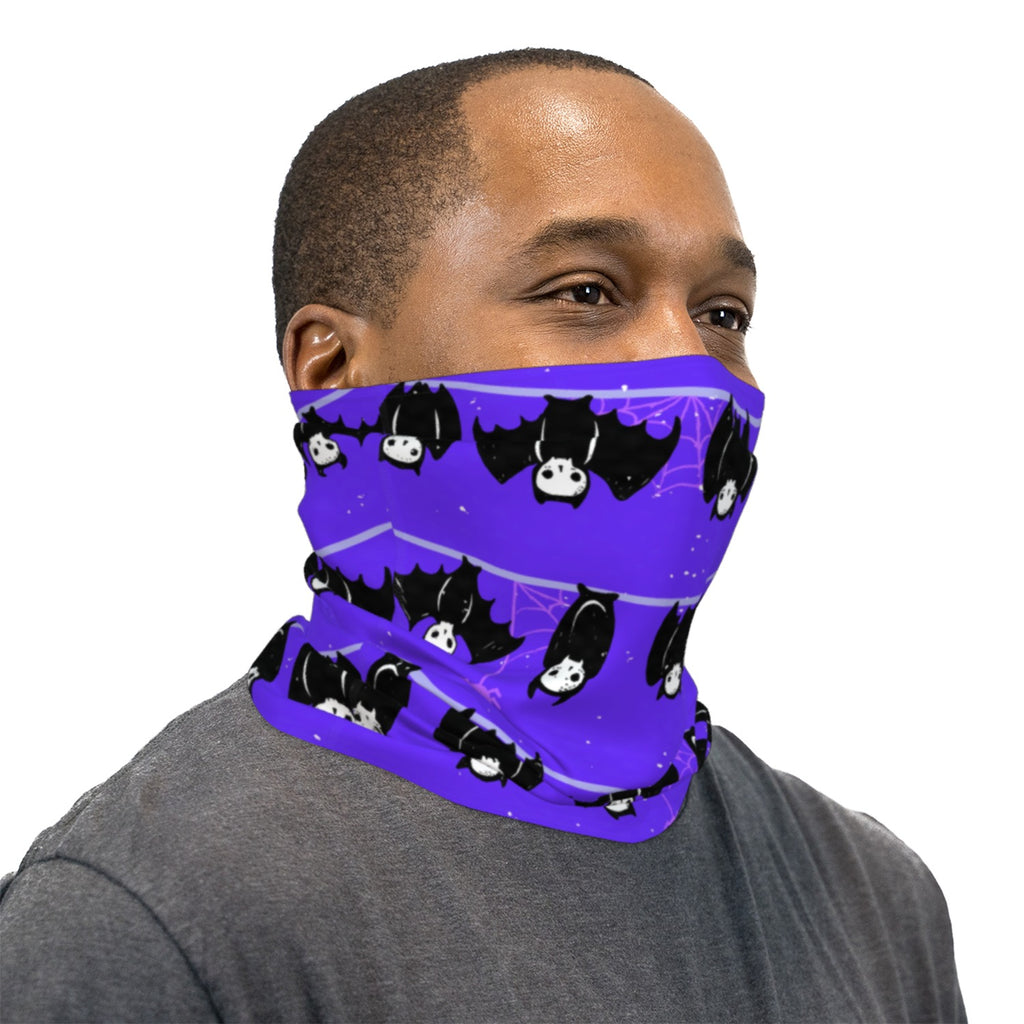 Cute Purple and Black Hanging Bats Neck Gaiter Face Mask