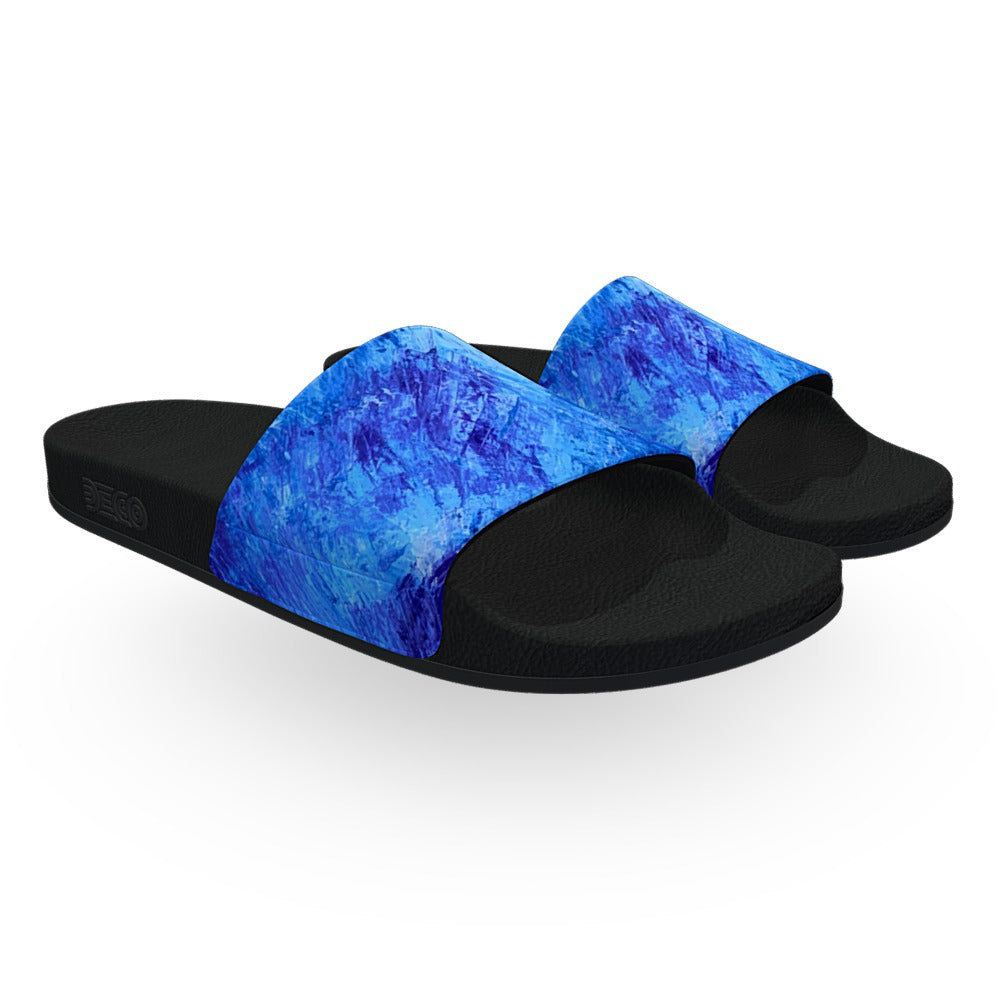 Brushed Blue Paint Slide Sandals