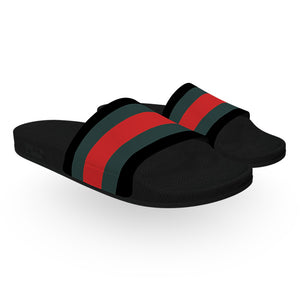 Red and Green Luxury Stripe Slide Sandals