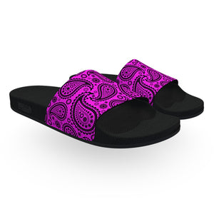 Hot Pink and Black Bandana Slide Sandals