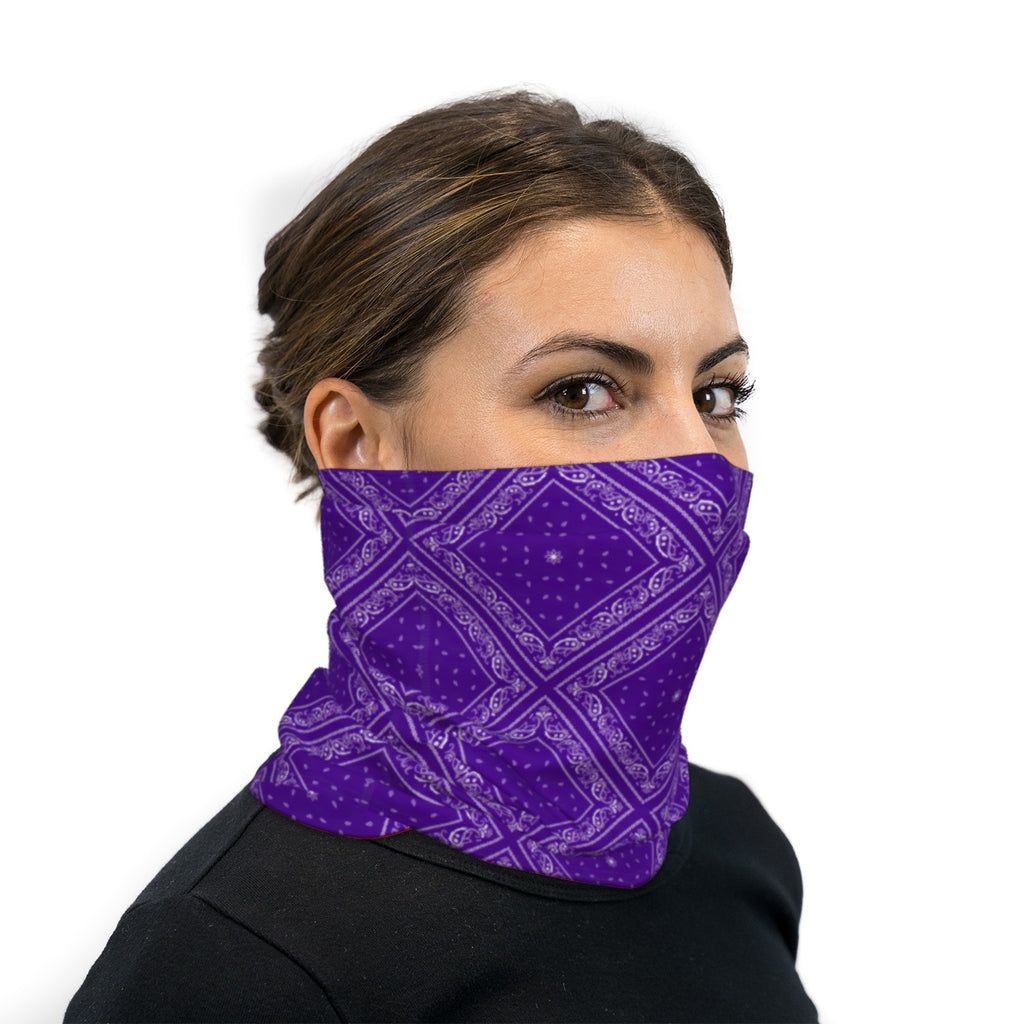 Purple Bandana Paisley Neck Gaiter Face Mask