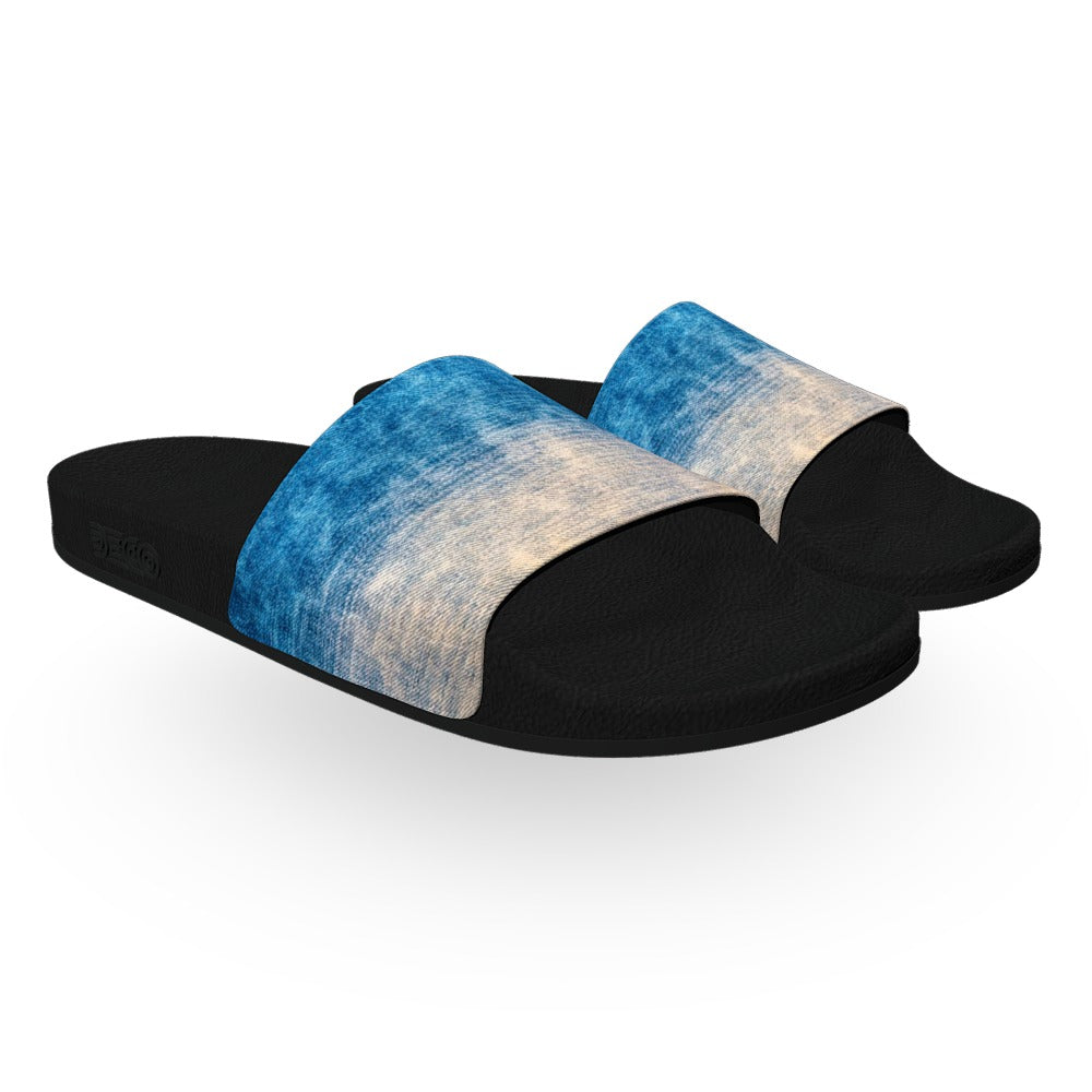 Bleached Gradient Denim Slide Sandals