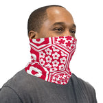 Red And White Geometric Flower Pattern Neck Gaiter Face Mask