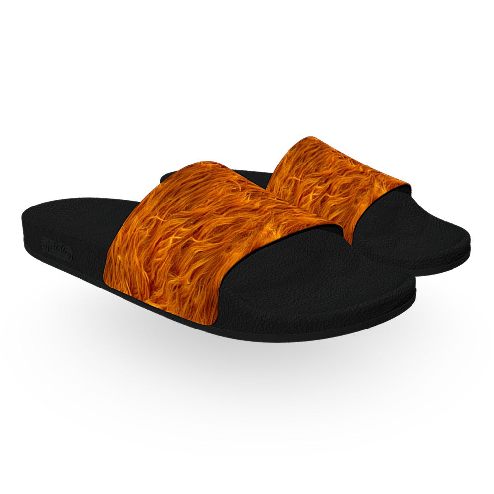 Orange Fur Slide Sandals