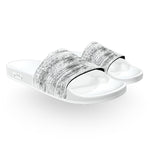 Distressed White and Black Scratches Slide Sandals