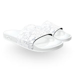 White Cracked Slide Sandals