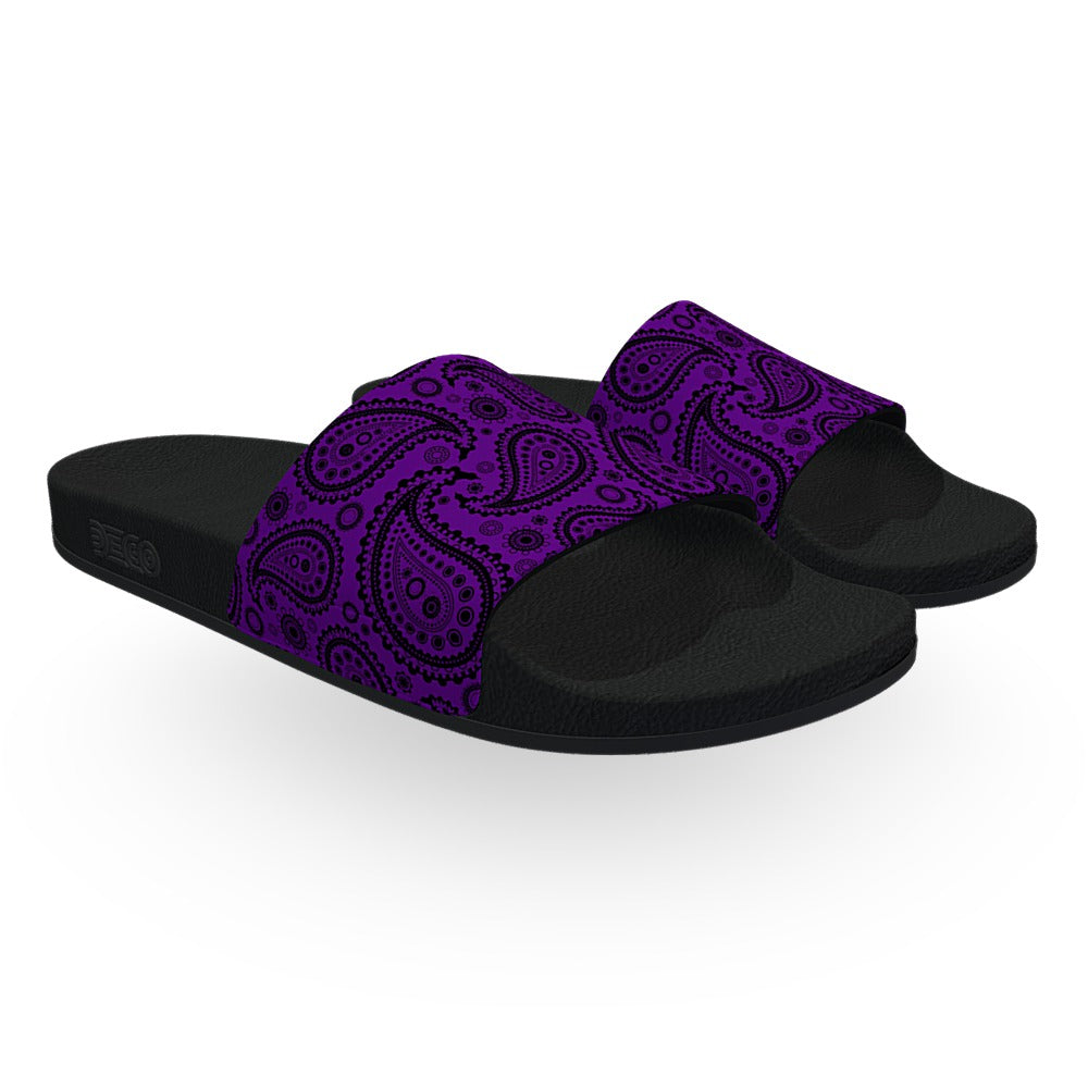 Purple and Black Bandana Slide Sandals