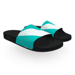 Turquoise White and Pink Memphis Slide Sandals
