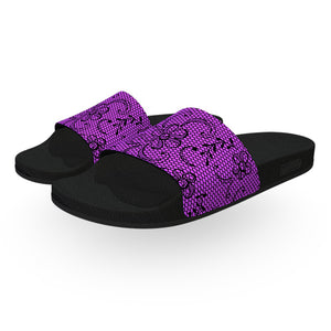Purple Fishnet Slide Sandals