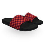Red Blue and Yellow Tartan Flannel Slide Sandals
