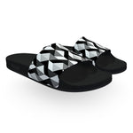 Black and White Escher Pattern Slide Sandals