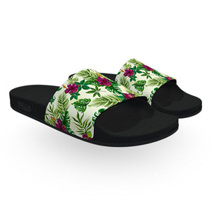 Green Purple and Yellow Tropical Slide Sandals