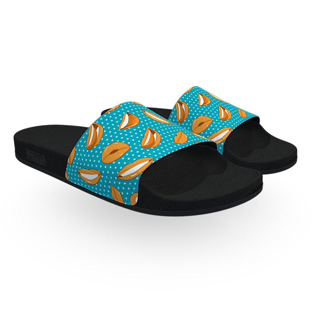 Blue and Orange Lips Slide Sandals