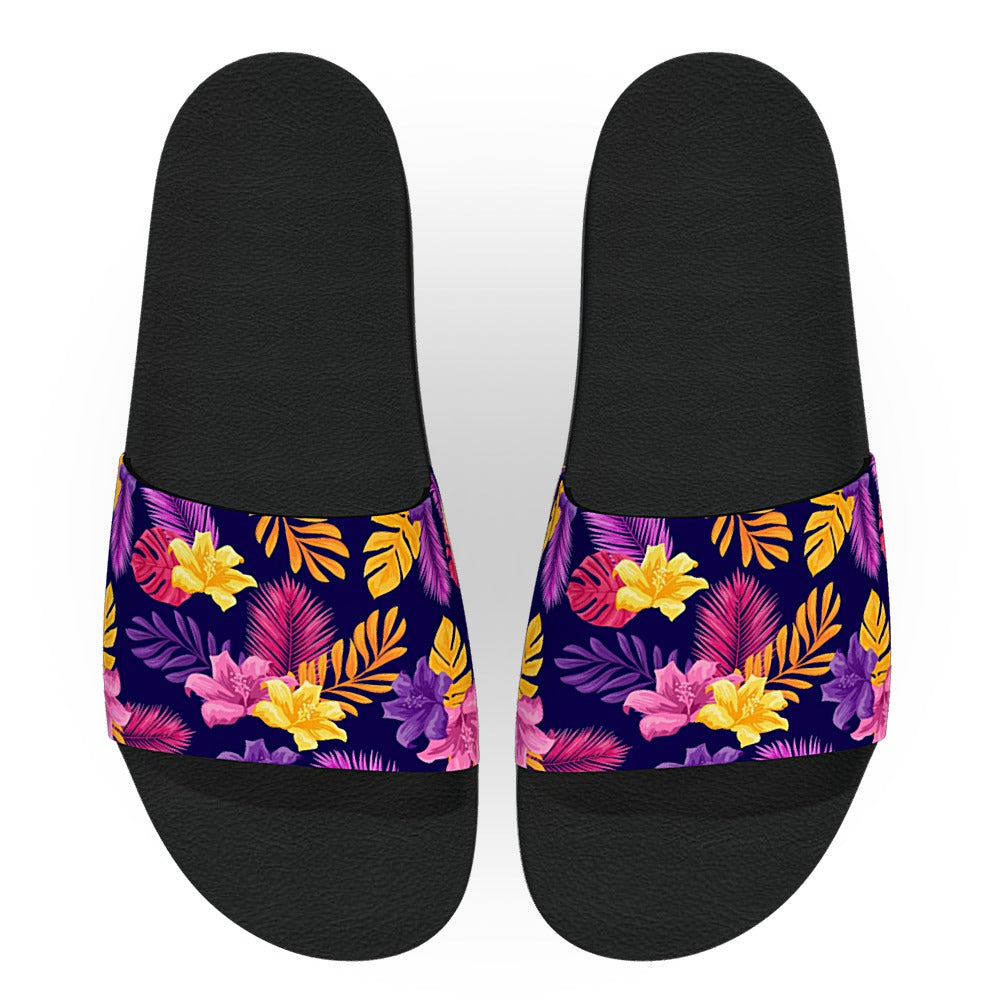 Purple Pink and Yellow Tropical Slide Sandals