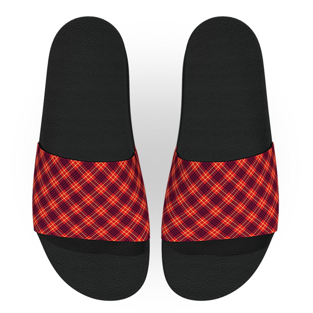 Red Blue and Yellow Tartan Flannel Slide Sandals