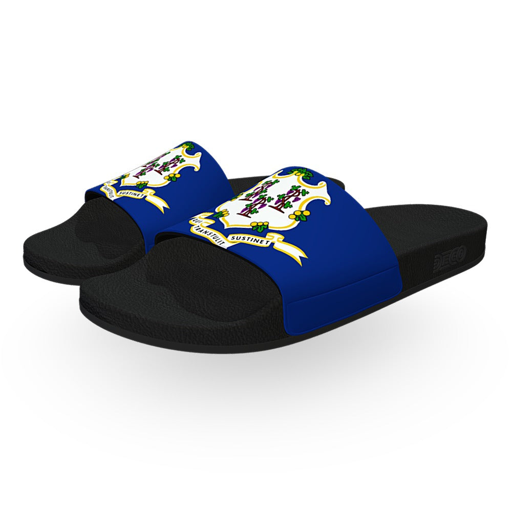 Connecticut State Flag Slide Sandals