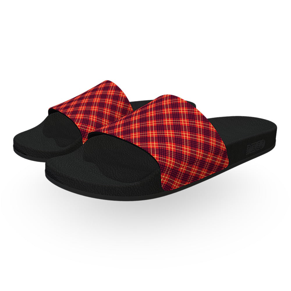 Red Blue and Yellow Tartan Flannel Slide Sandals