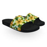 Yellow Green and Blue Tropical Slide Sandals