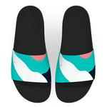 Turquoise White and Pink Memphis Slide Sandals