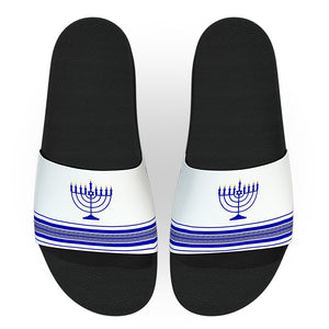 Customizable White and Blue Hanukkah Menorah Slides