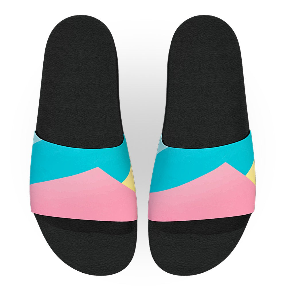 Blue Pink and Yellow Pastel Slide Sandals Deco Slides