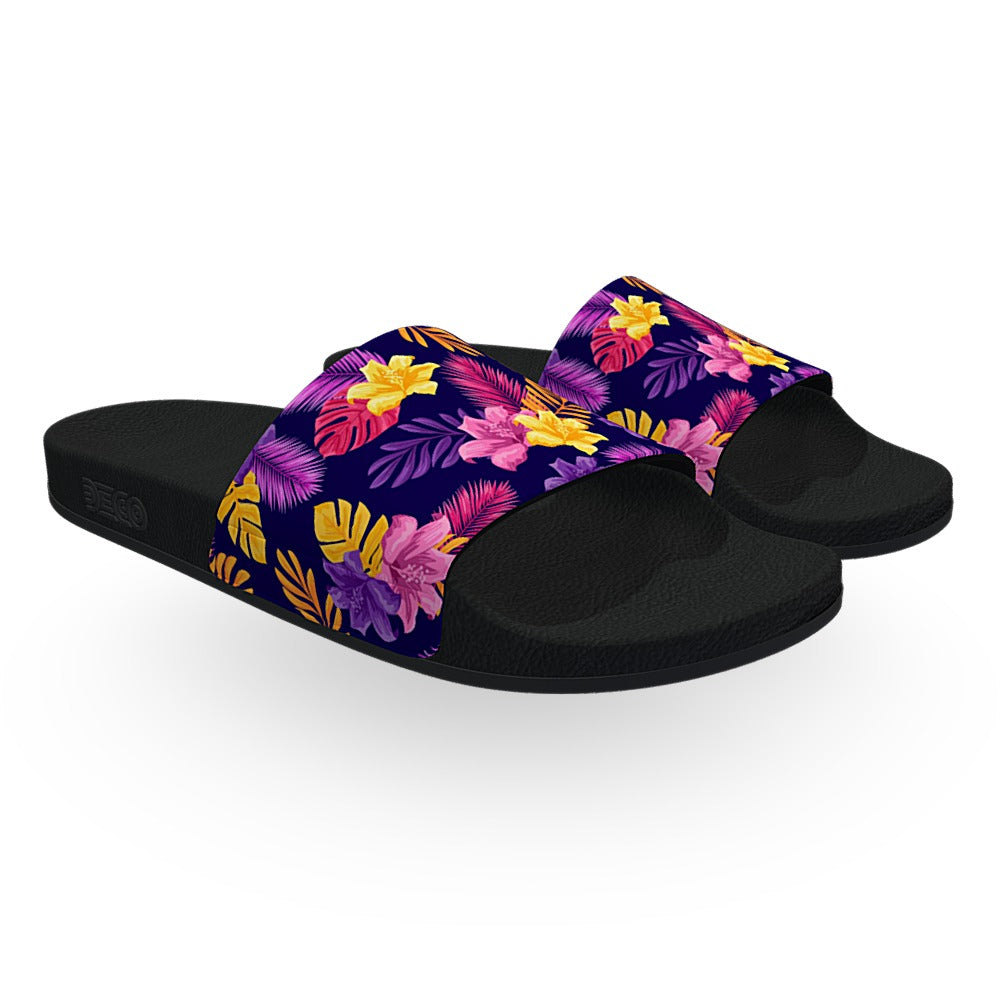 Purple Pink and Yellow Tropical Slide Sandals