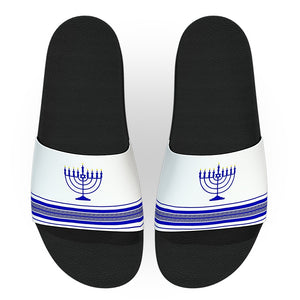 Customizable White and Blue Hanukkah Menorah Slides