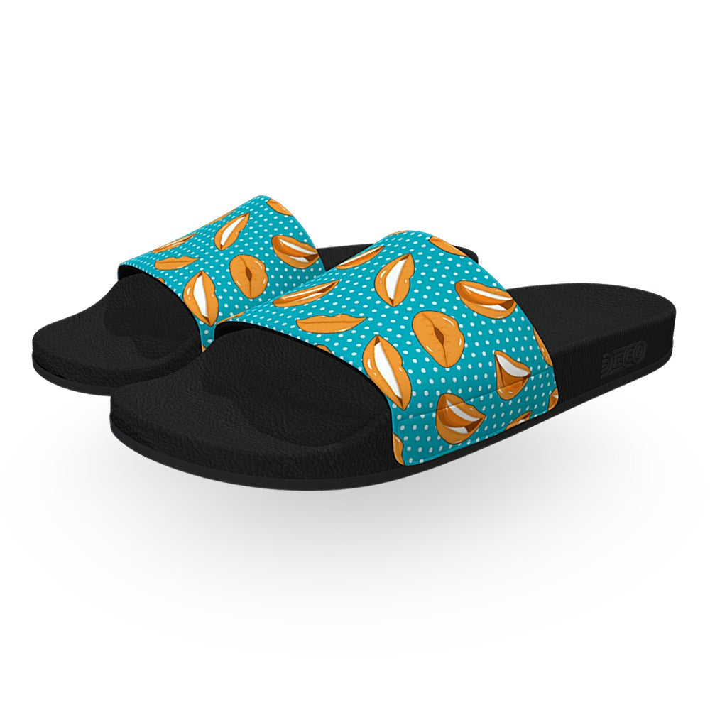Blue and Orange Lips Slide Sandals